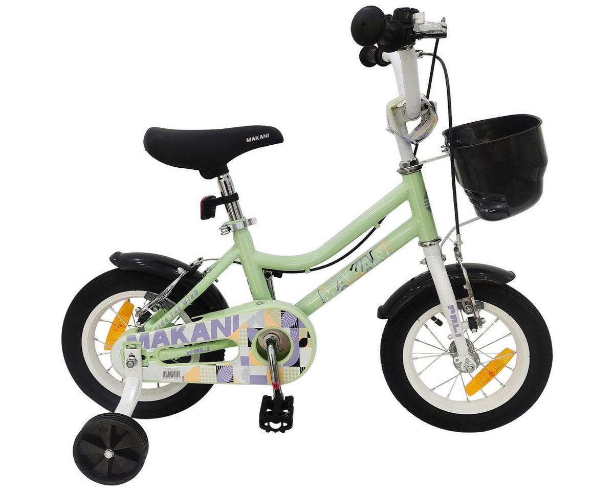 KINDERFAHRRAD 12 Zoll Pali grün Stützräder Klingel Sitz und Lenker verstellbar - Grün, Metall (66cm) - Makani