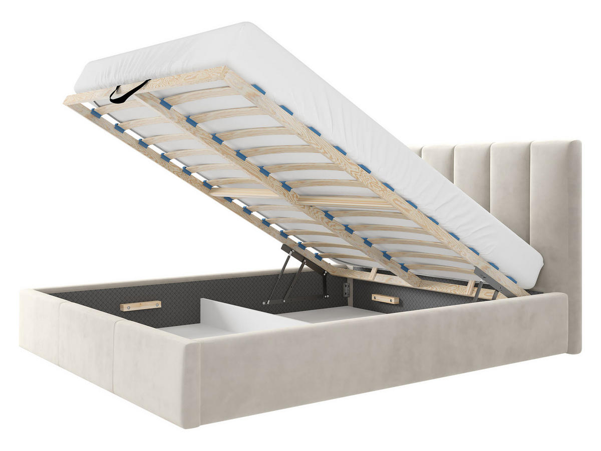 POLSTERBETT Sensi - Naturfarben/Dunkelblau, Holz/Holzwerkstoff (180/200cm) - MIRJAN24