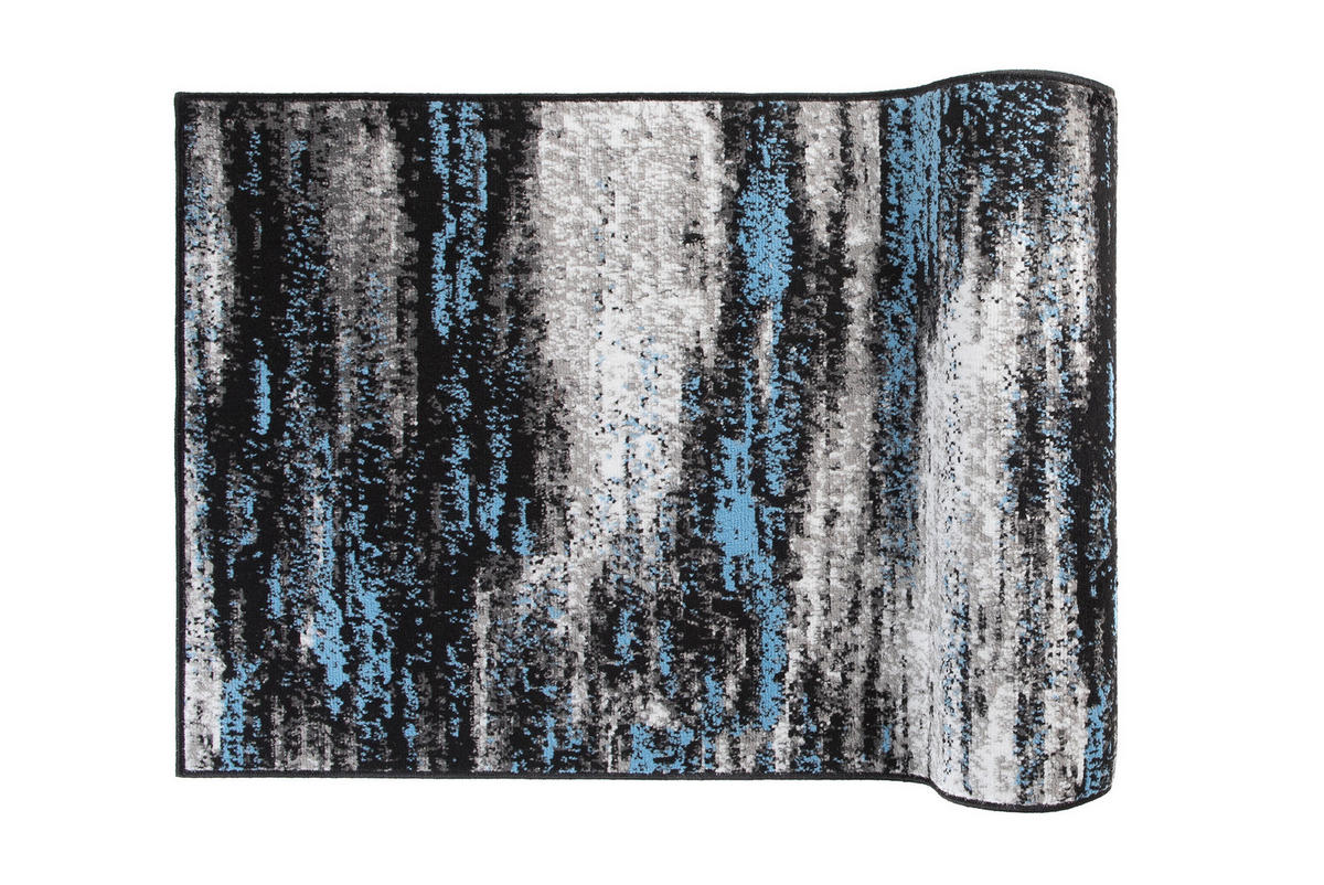 LÄUFER MAYA Schwarz Blau 60/100 cm - Blau, Textil (60/100cm) - Tapiso