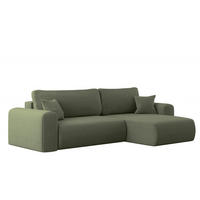 ECKSOFA Mit Schlaffunktion und Stauraum für Bettzeug Capri Stoff Poso Hellgrün Rechts - Hellgrün, Holz/Textil (272/145cm) - Kaiser Möbel