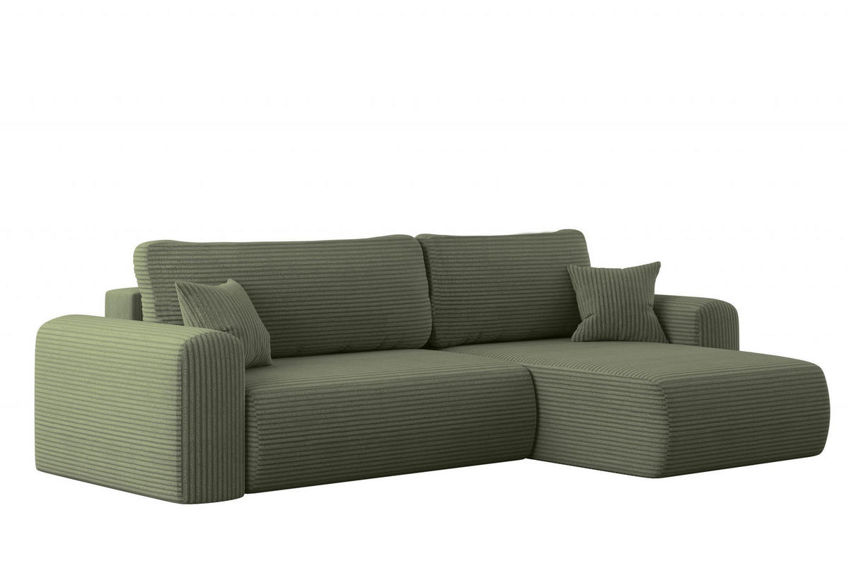 ECKSOFA Mit Schlaffunktion und Stauraum für Bettzeug Capri Stoff Poso Hellgrün Rechts - Hellgrün, Holz/Textil (272/145cm) - Kaiser Möbel