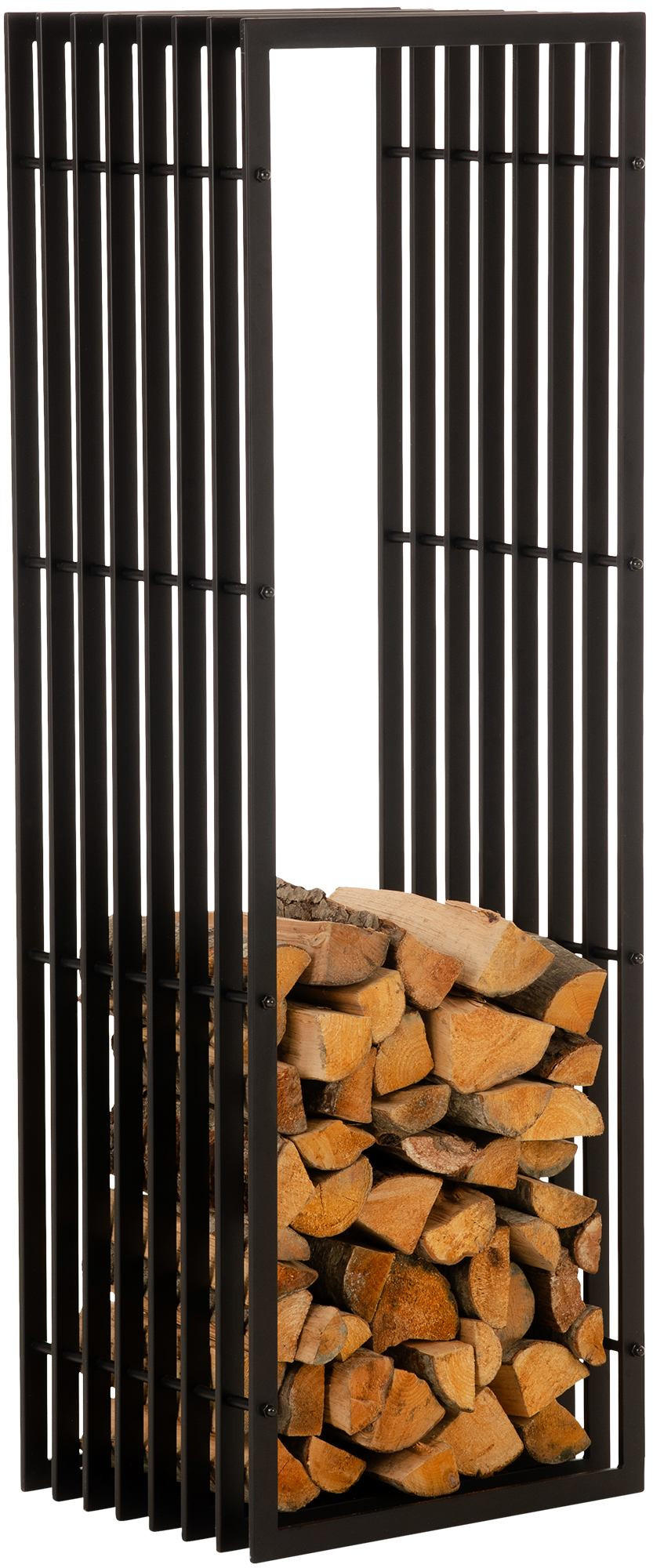 KAMINHOLZREGAL Metall PREMIUM Innen und Aussen Schwarz 40x50x150 cm - Schwarz, Metall (50/150/40cm) - DELUKE