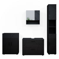 BADMÖBEL-SET Irma Anthrazit Hochglanz 4 Teile - Anthrazit, Holzwerkstoff (80/58/41cm) - Vicco