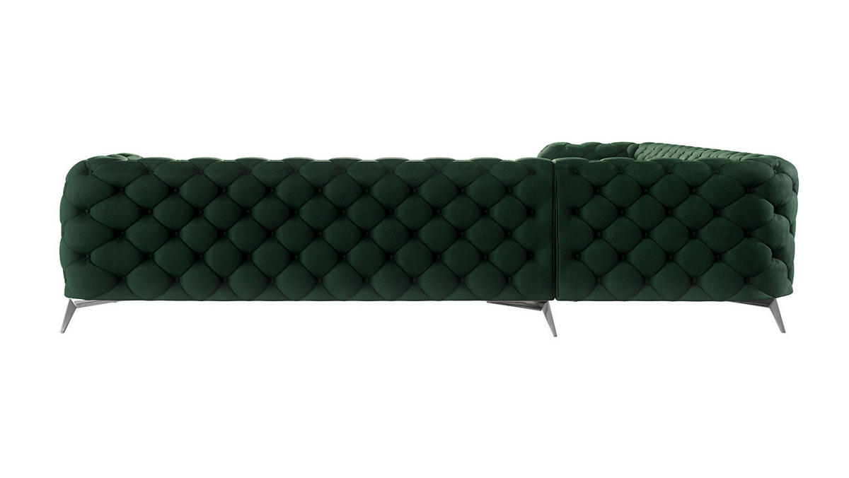 ECKSOFA Chesterfield Laura Flasche Grün Samt - Smaragdgrün/Silberfarben, Holz/Textil (323/323cm) - S-Style Möbel
