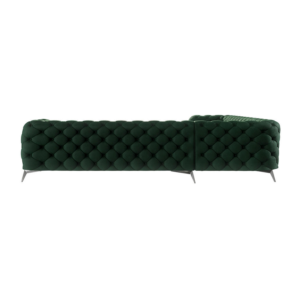 Thumbnail - S-Style Möbel Ecksofa, Smaragdgrün, Textil, Echtholz,Buche, Birke, 7-Sitzer, Füllung: Polyetherschaumkern, Eckteil, L-Fo...