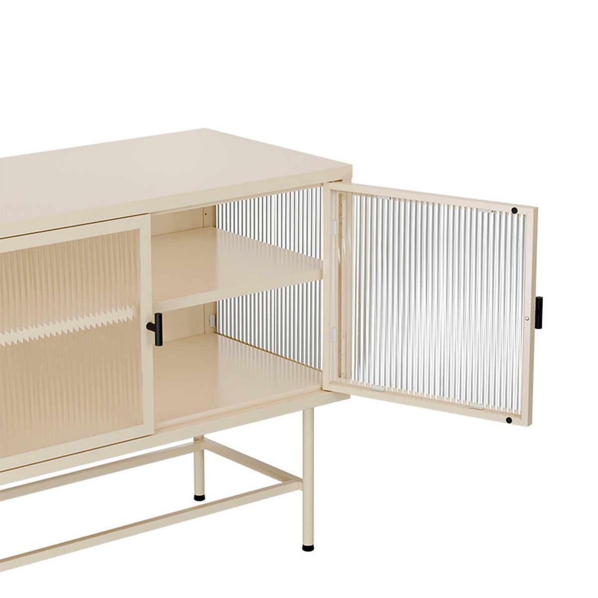 SIDEBOARD, Ekru - Weiß, Metall (40/66/120cm) - Oviala