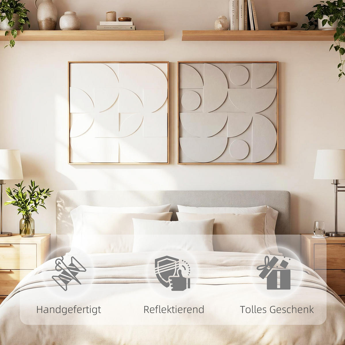 WANDDEKO-SET DE-08862 2-teilig, 3D geometrisch, 80/80 cm Weiß - Weiß, Holzwerkstoff (3.5/80/80cm) - ComfortXL