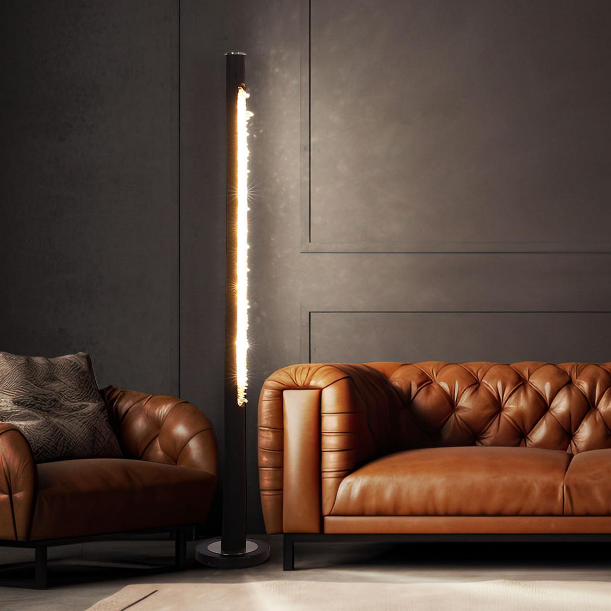 LED STEHLEUCHTE Holz Schwarz - Schwarz, Holz (23/23/151cm) - Globo Lighting