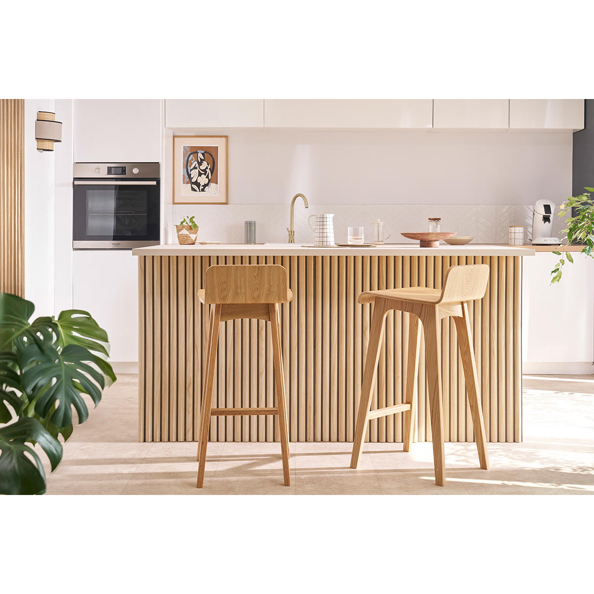 BARHOCKER Holz Naturell Skandinavisch BALTIK - Naturfarben, Holz (43.7/87/39.7cm) - Miliboo