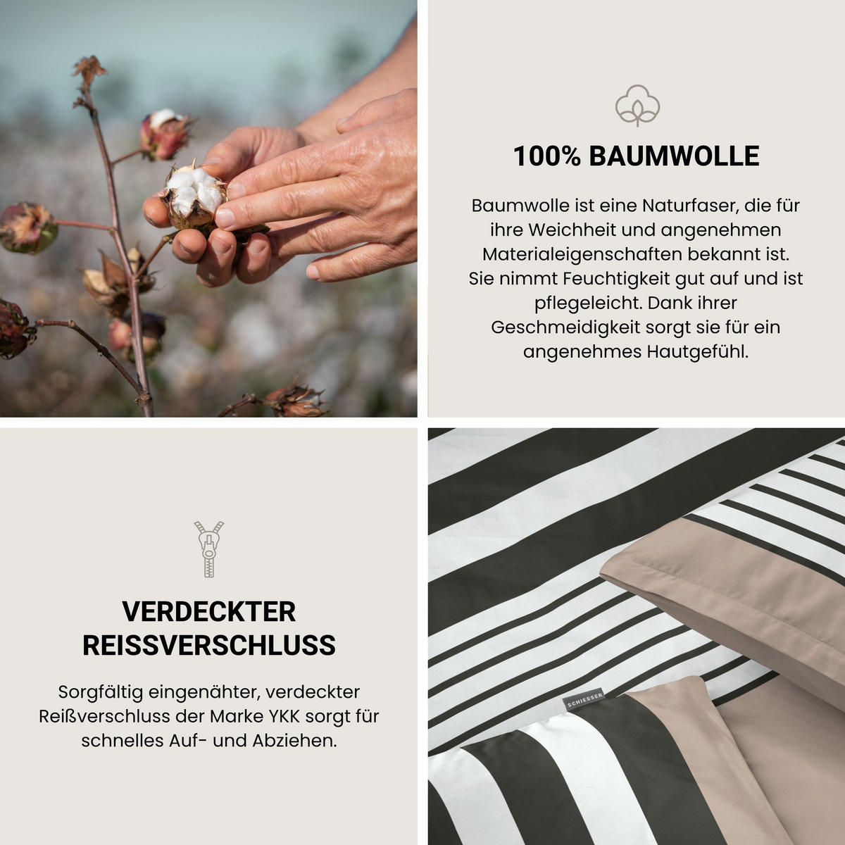 BETTWÄSCHESET Leika - Renforcé - 2-teilig - 135x200 cm - Greige - Greige, Textil (135/200cm) - SCHIESSER