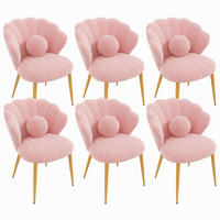 STUHL-SET 6 Stück Muschel-Design, DE-42124, Rosa - Pink, Holzwerkstoff (62.5/83/60cm) - ComfortXL