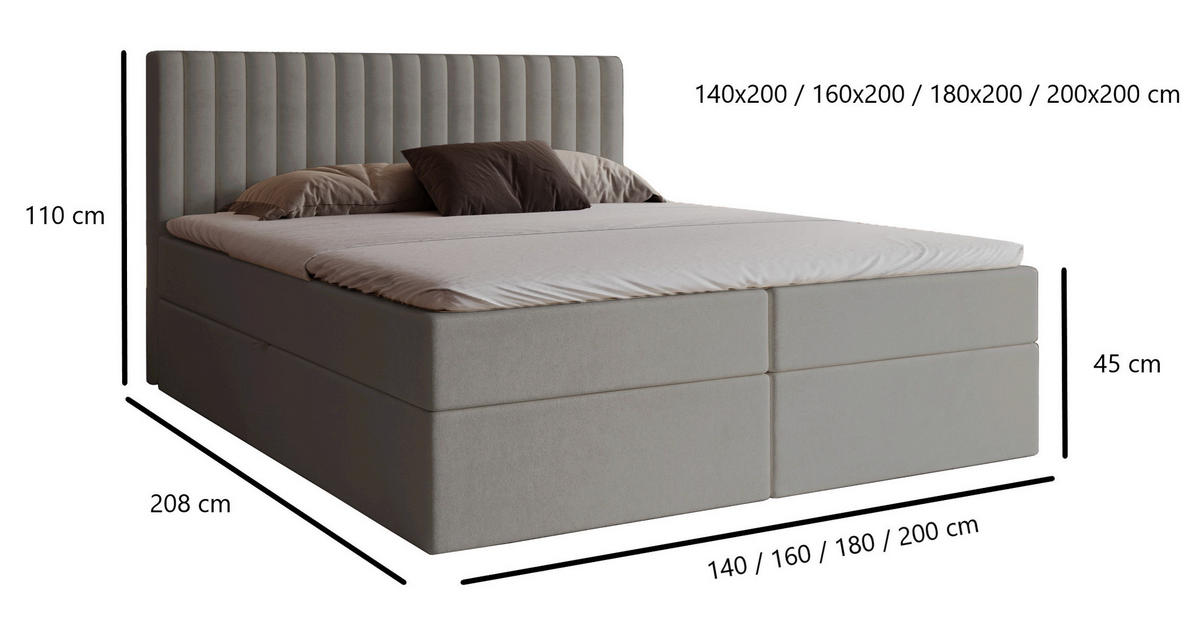 BOXSPRINGBETT Boucle 200x200 Daliro mit Bettkasten, Matratze H3, Dunkelgrau - Dunkelgrau, Holz/Textil (200/200cm) - Emporius