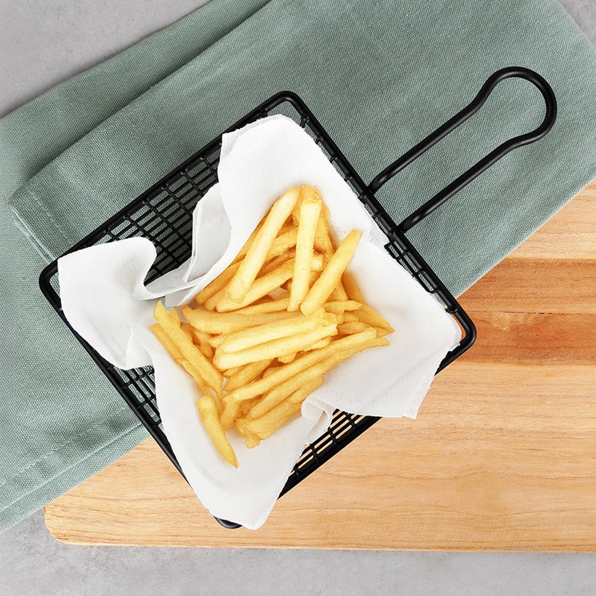 POMMES-FRITES-KORB 22 x 13 x 8 cm Schwarz - Schwarz, Metall (13/9/22cm) - Excellent Houseware