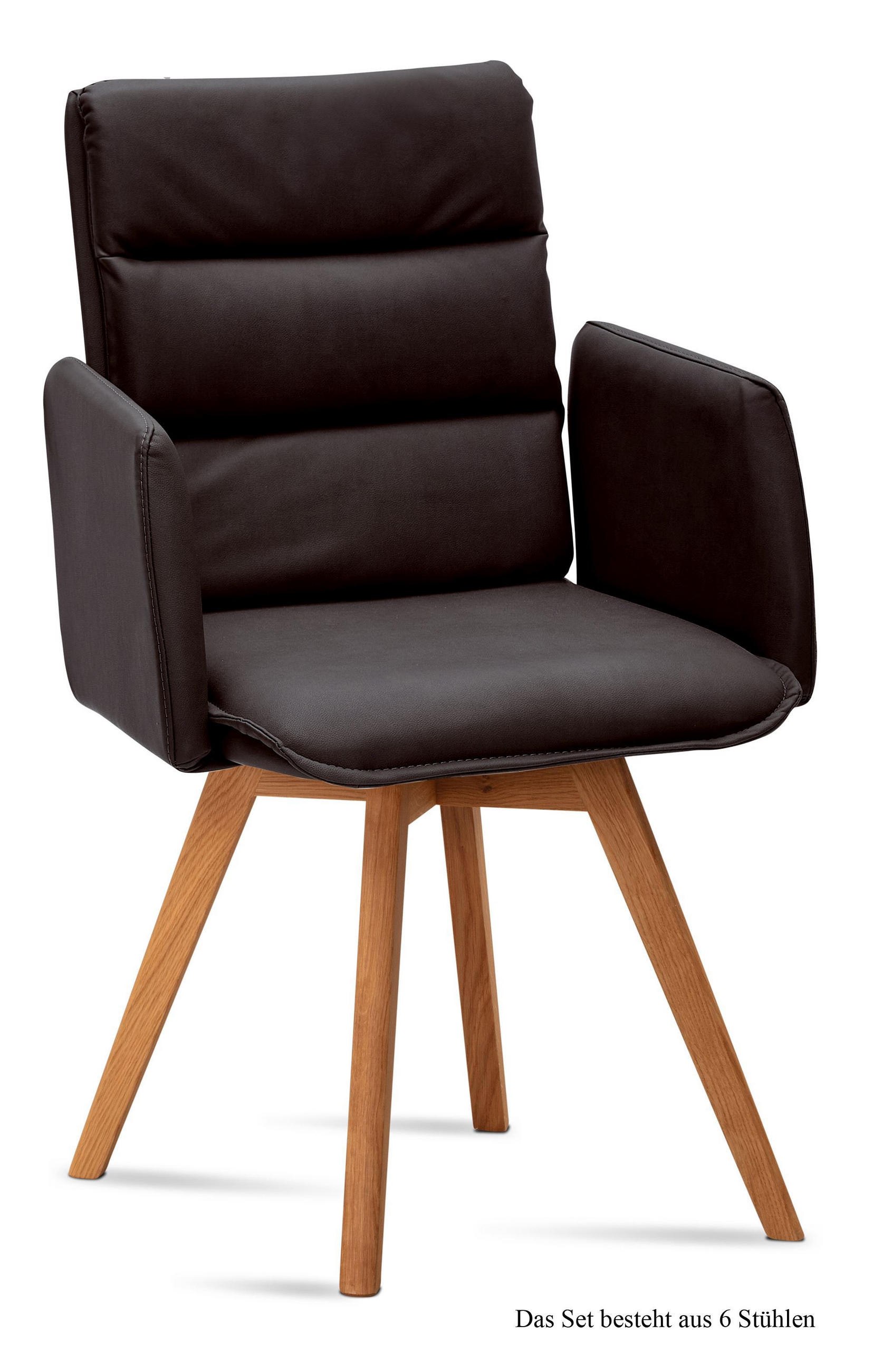 ARMLEHNSTUHL (6er-Set) Dodie 52x92x60 Eiche geölt/Espresso - Eichefarben/Dunkelbraun, Kunststoff (60/92/52cm) - 58aufmkessel