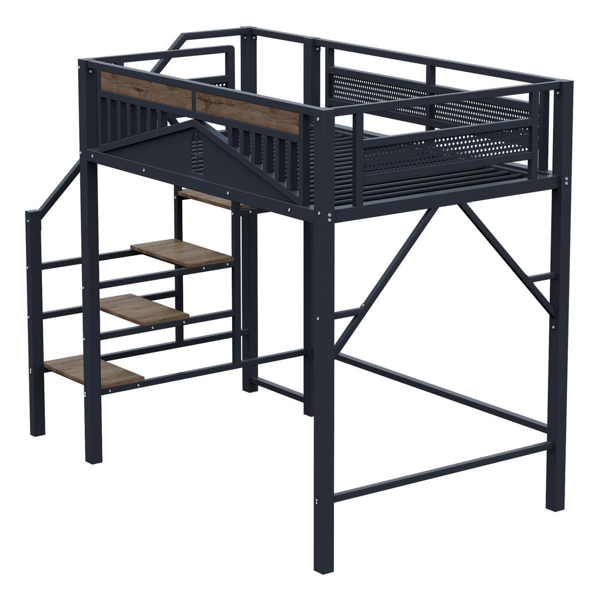 HOCHBETT Metall 140/200 cm Schwarz - Schwarz, Holz/Metall - Raumix