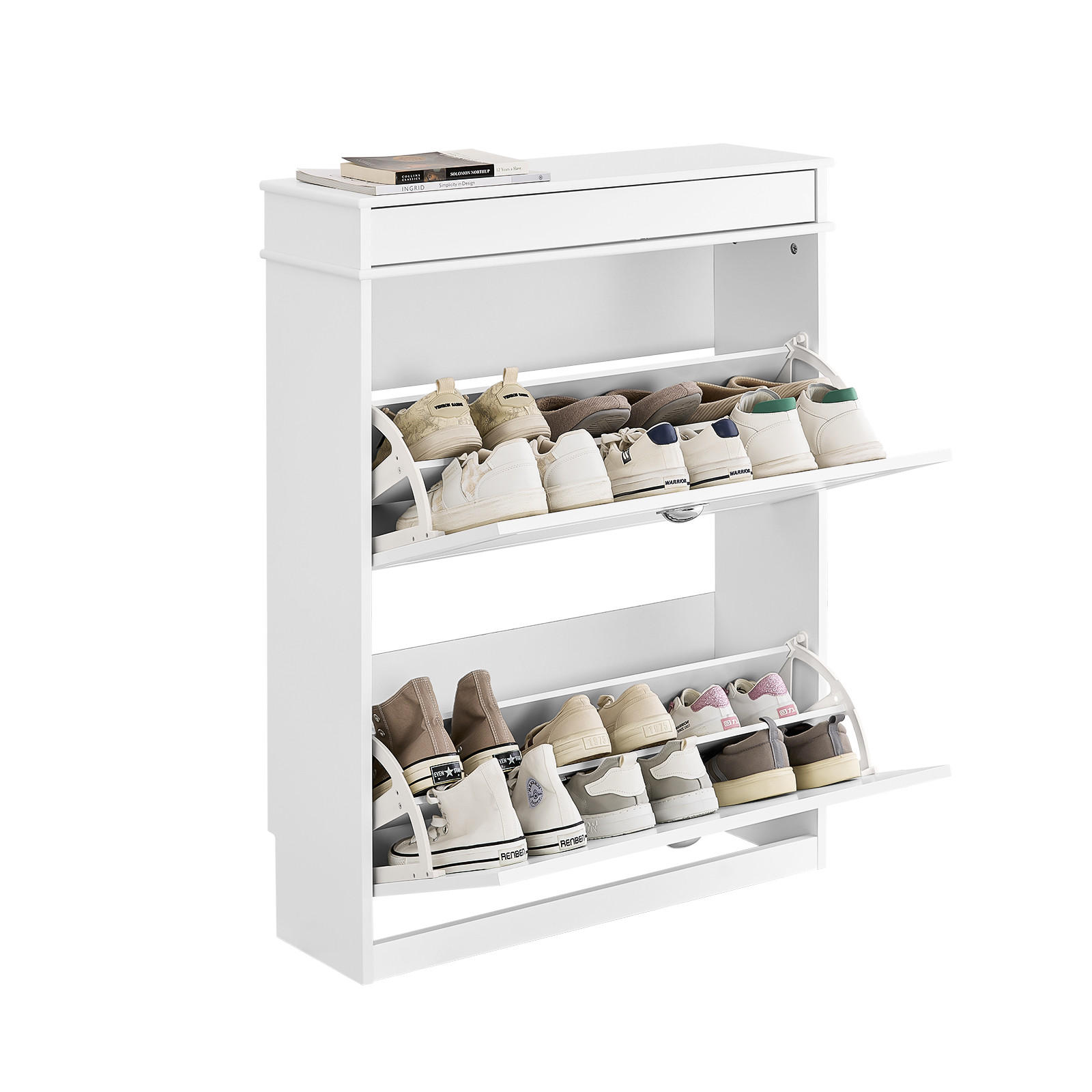 SCHUHSCHRANK Weiß - Weiß, Holzwerkstoff (75/96/24cm) - SoBuy