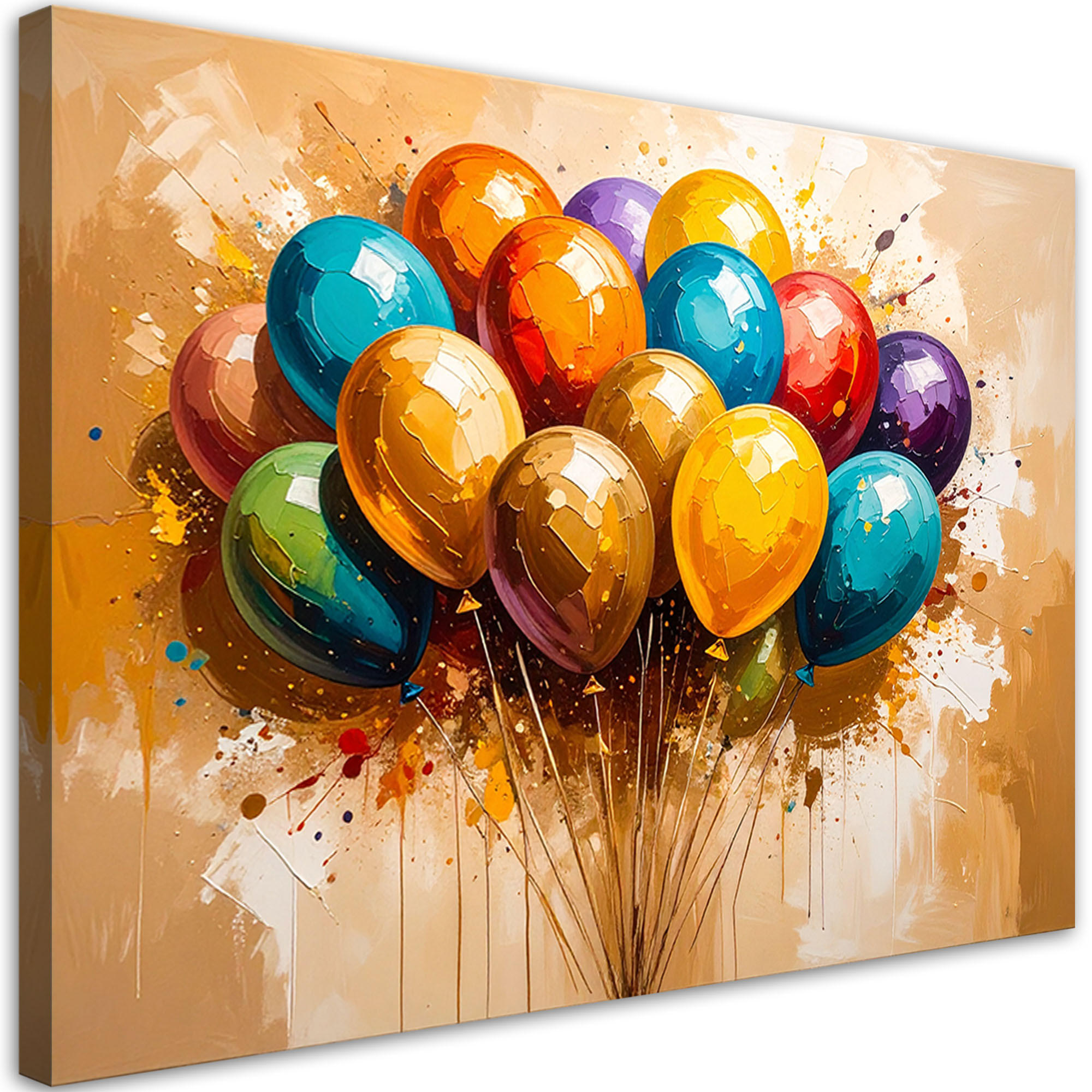 LEINWANDBILD Bunte Luftballons 120x80cm - Multicolor, Textil (120/80cm) - Feeby