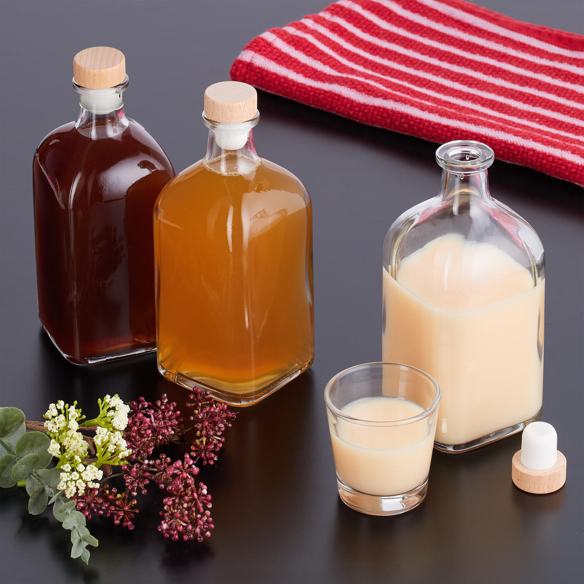 6XFLASCHE - Transparent, Glas/Kunststoff (7.5/18/7.5cm) - Relaxdays