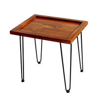 COUCHTISCH 55.5/45/53 cm Naturholz Mahagoni mit lackierten Eisenfüßen - Naturfarben, Holz (55.5/45/53cm) - OKWISH