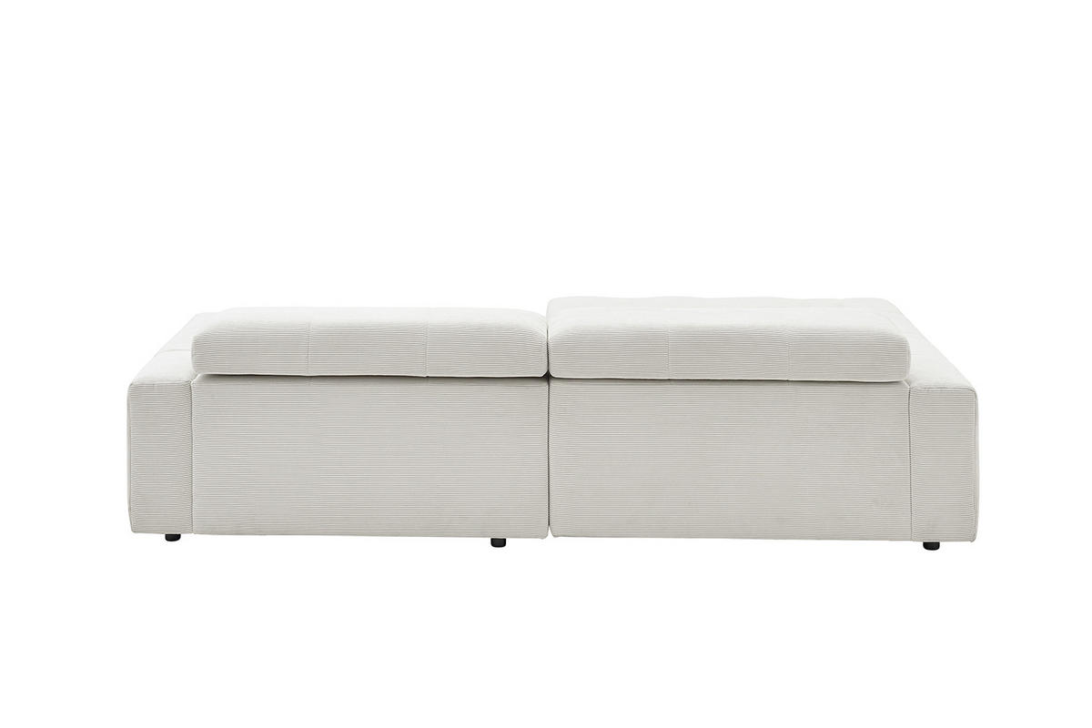 ECKSOFA MIT MOTORISCHEM SITZVORZUG RENO Weiß Cord - Schwarz/Weiß, Kunststoff/Textil (258/217cm) - KAWOLA