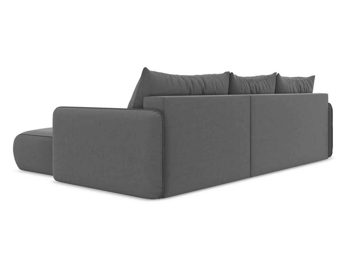 ECKSOFA mit Schlaffunktion Samt Stoff Grau - Schwarz/Grau, Kunststoff/Textil (240/148cm) - Makamii