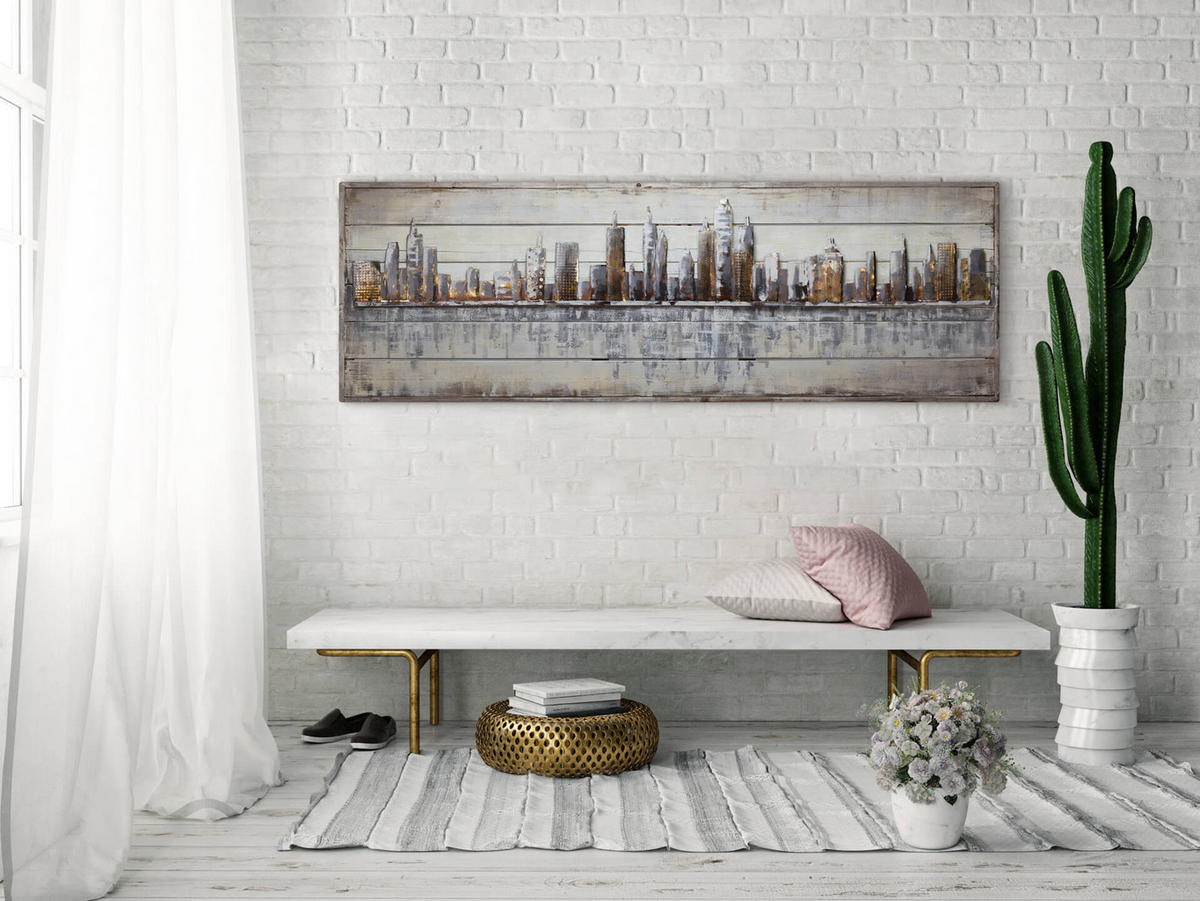 HOLZBILD Grau 150/50 cm - Beige/Grau, Holz (4.31/50cm) - KUNSTLOFT