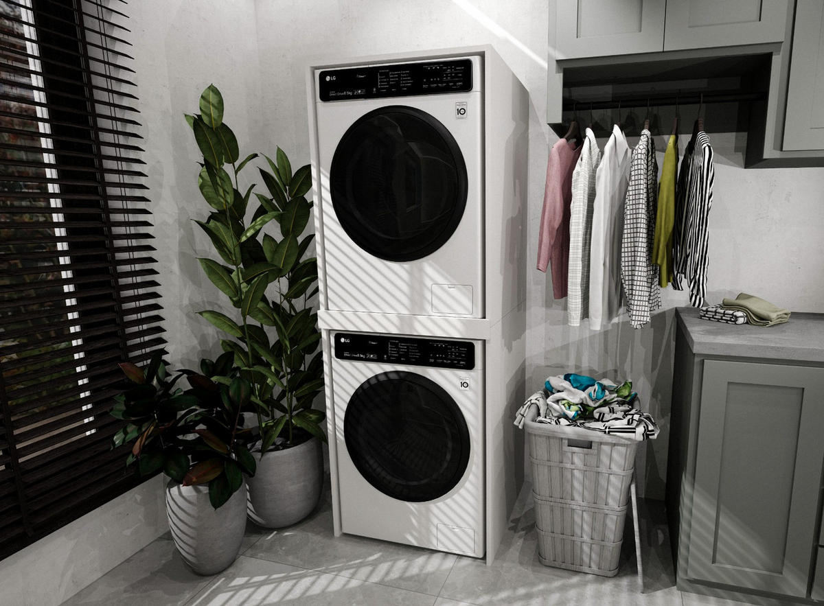 WASCHMASCHINENSCHRANK für Waschmaschine & Wäschetrockner 66/180/65 - Weiß, Holzwerkstoff (66/180/65cm) - RAUMHIRSCH FURNITURE