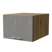 AUFSATZSCHRANK Essen W6B/50 Grau Hochglanz / Eiche Artisan Matt 50 / 59 / 36cm - Eiche Artisan/Grau, Holz/Holzwerkstoff (50/36/59cm) - Feldmann-Wohnen