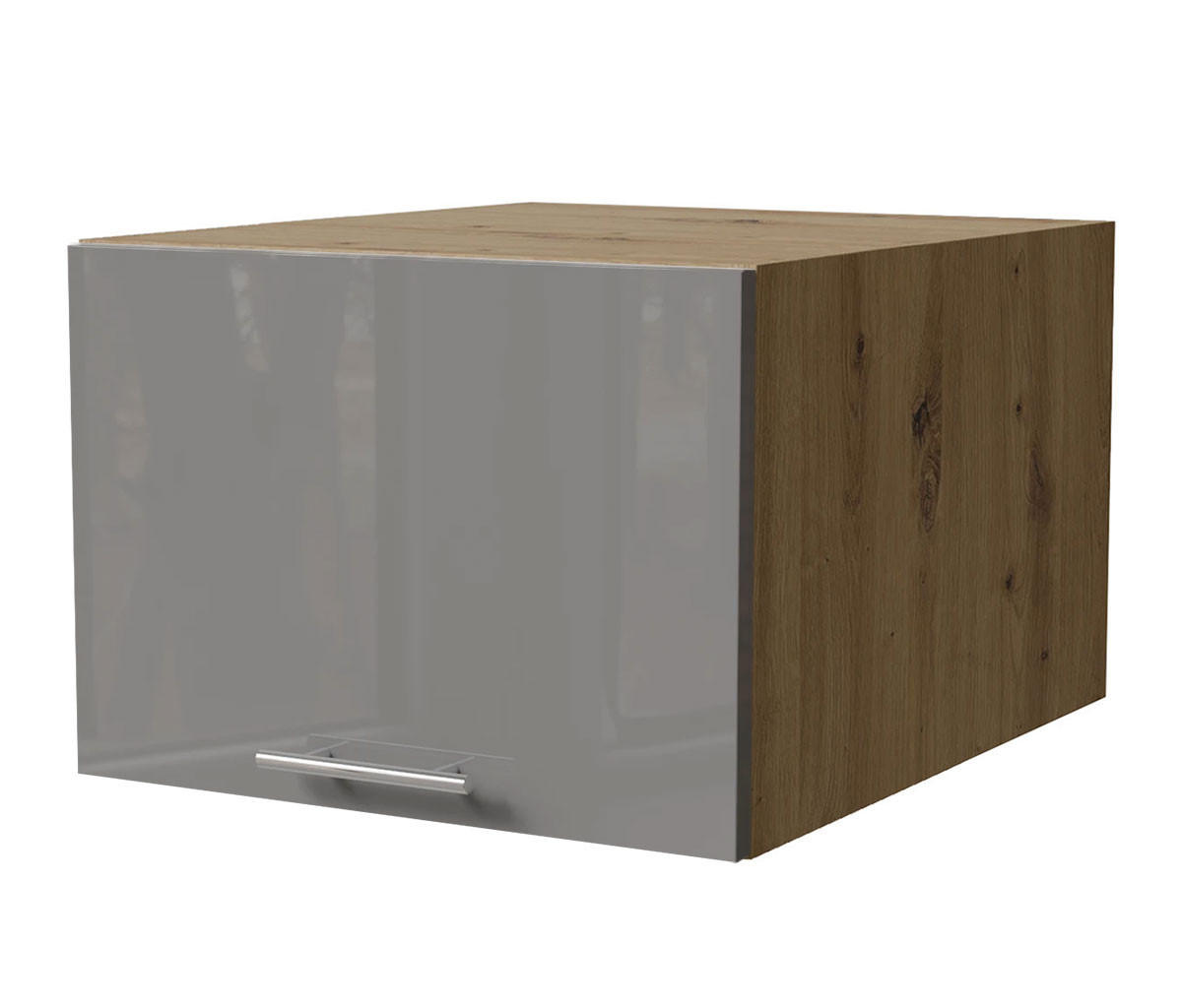 AUFSATZSCHRANK Essen W6B/50 Grau Hochglanz / Eiche Artisan Matt 50 / 59 / 36cm - Eiche Artisan/Grau, Holz/Holzwerkstoff (50/36/59cm) - Feldmann-Wohnen