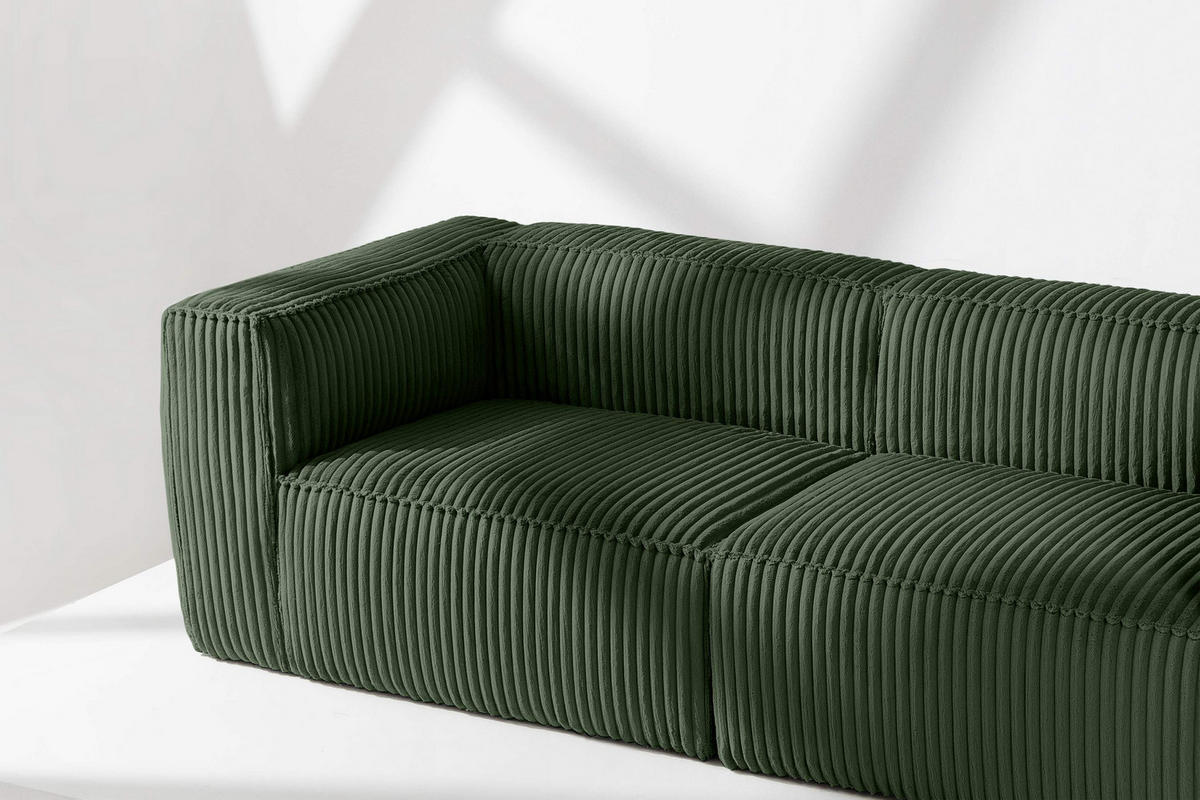 3-SITZER-SOFA FEROX Modern, Cord-Stoff, dunkelgrün - Dunkelgrün, Textil (246/73/96cm) - KONSIMO®