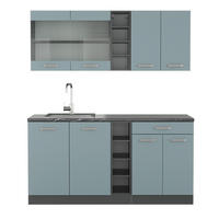 SINGLEKÜCHE R-Line Blau-Grau/Anthrazit 160 cm, AP Anthrazit - Anthrazit/Blaugrau, Holzwerkstoff (160/81.6/60cm) - Vicco