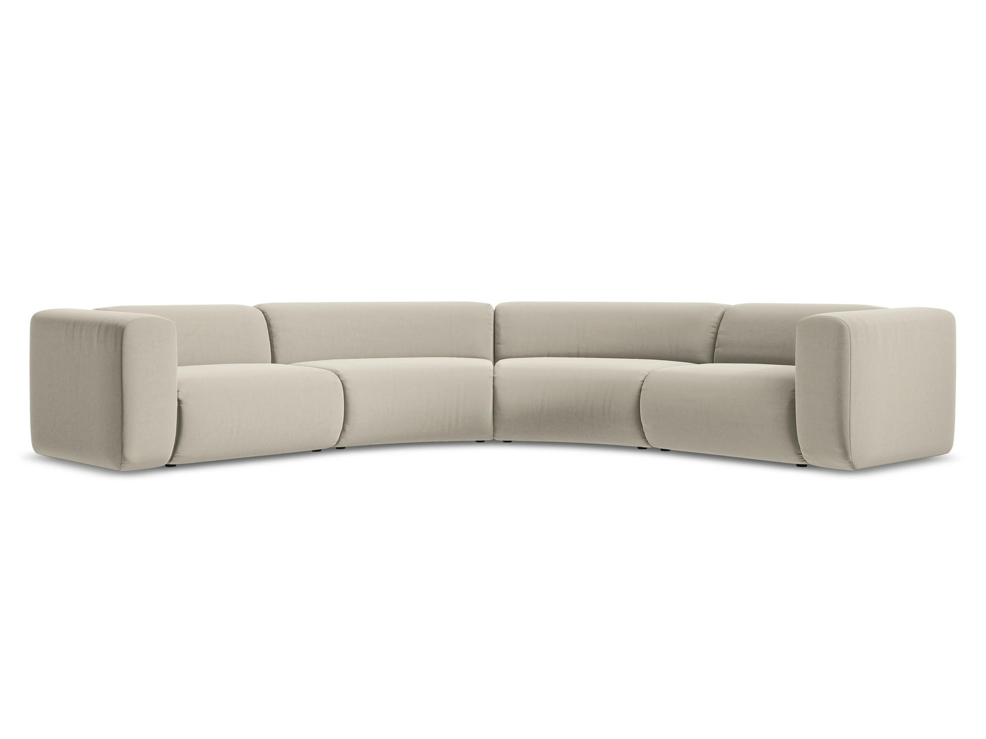 ECKSOFA Samt Stoff Creme - Perlmutt/Creme, Kunststoff/Textil (318/318cm) - Makamii