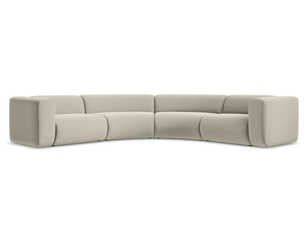 ECKSOFA Samt Stoff Creme - Perlmutt/Creme, Kunststoff/Textil (318/318cm) - Makamii