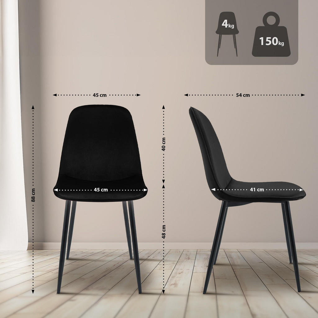 Thumbnail - CLP Esszimmerstuhl, Schwarz, Textil, 45x88x54 cm, Esszimmer, Stühle, Esszimmerstühle, Vierfußstühle