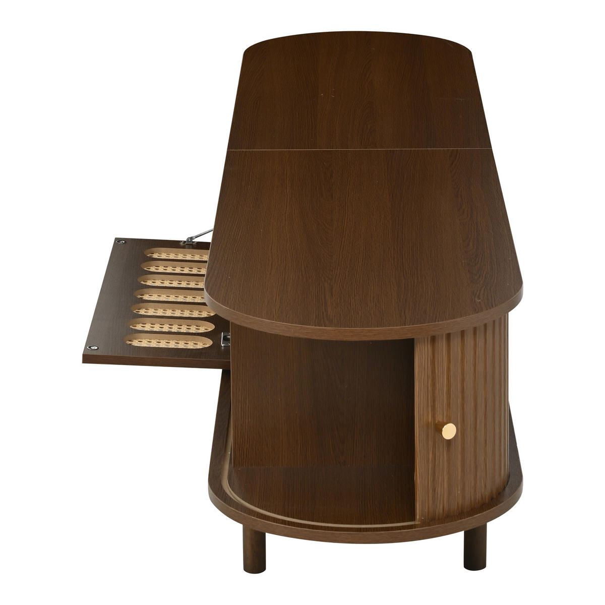 TV-LOWBOARD 180x40x40 cm Nussbaum Rattan 1 Tür MDF Oval - Walnussfarben, Holzwerkstoff (40/40/180cm) - FLIEKS