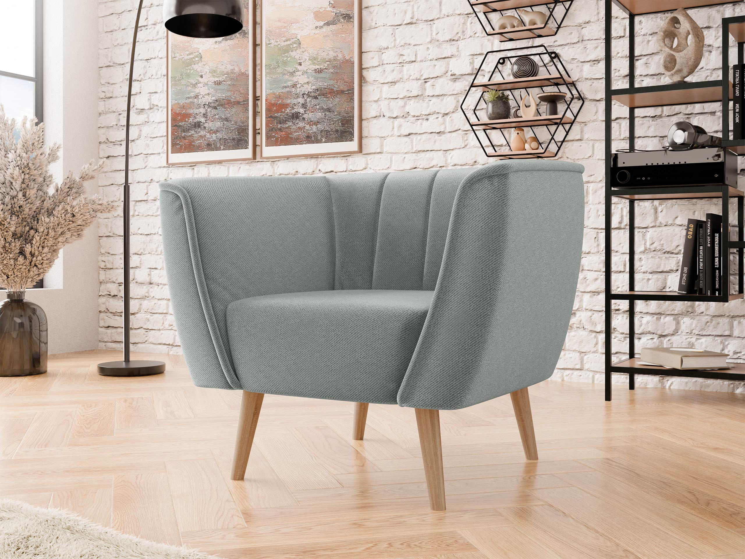 SESSEL Pas 1 - Naturfarben/Grau, Holz/Textil (82/75/74cm) - MIRJAN24