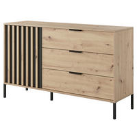 SIDEBOARD TANA KOM1 Lamellen Anthrazit Eiche - Eichefarben/Braun, Glas/Holzwerkstoff (137/82/40cm) - Komodee