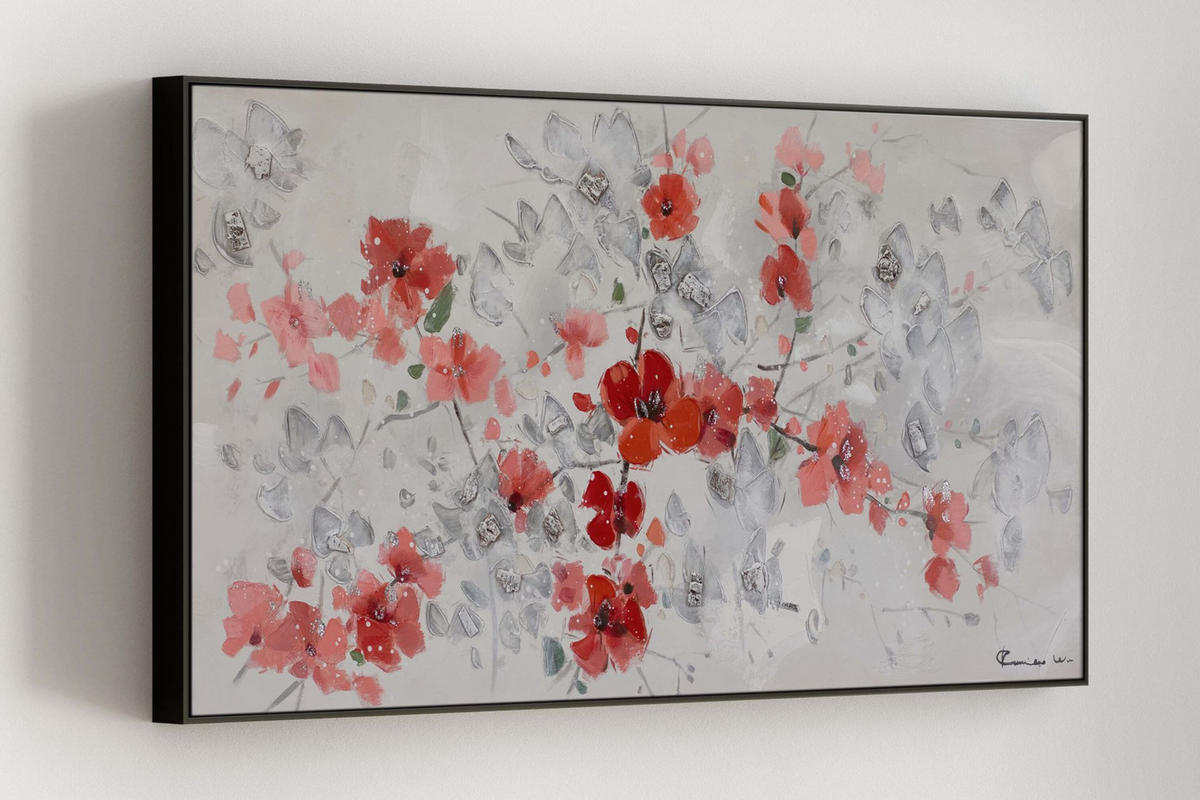 ACRYLBILD HANDGEMALT 120/60 cm - Rot, Holz/Textil (120/60cm) - KUNSTLOFT