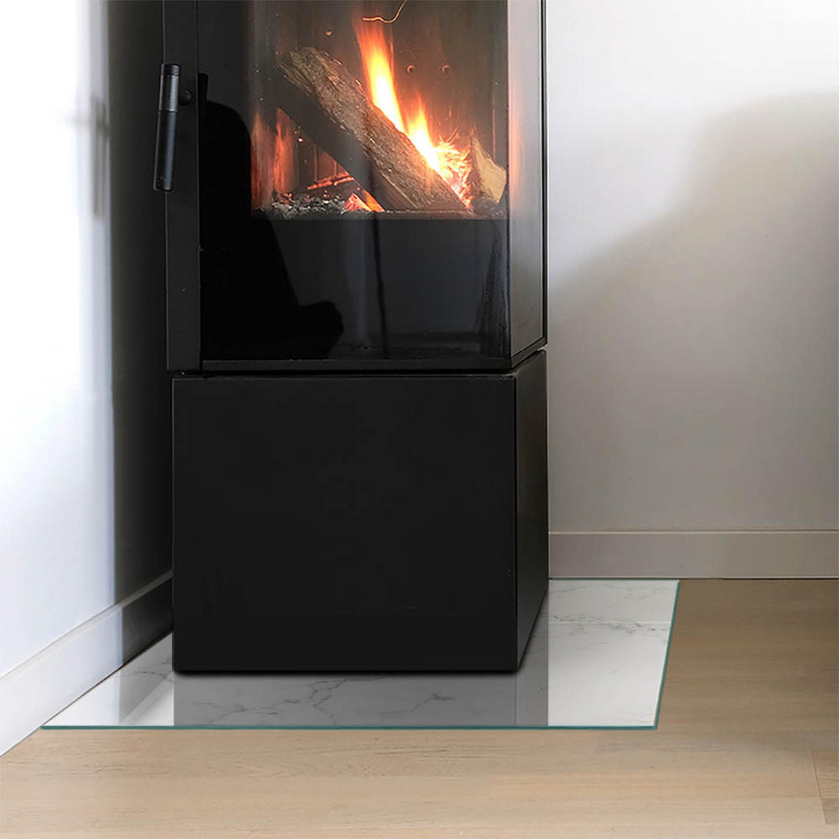 GLASPLATTE für Kamin 50x50 cm - Weiß, Glas (50/50/0.4cm) - TULUP