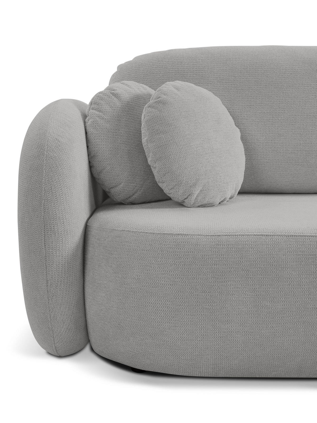 ECKSOFA AMICO R-S Hellgrau Geflochtener Stoff mit Schlaffunktion - Hellgrau, Holz (248/174cm) - MASSENO