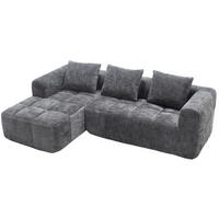 ECKSOFA 250/158/60 cm grau aus Chenille mit Seitentaschen - Grau, Textil (250/158cm) - OKWISH
