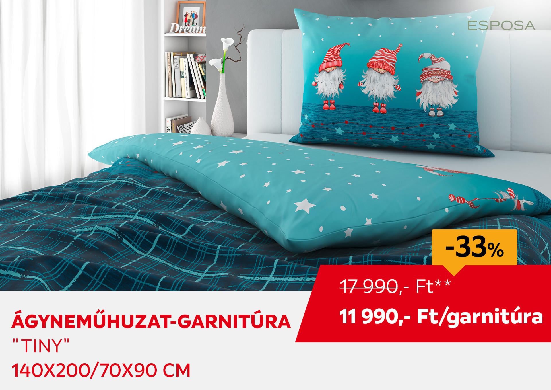 ÁGYNEMŰHUZAT-GARNITÚRA "TINY" 140X200/70X90 CM Kiemelt termék 17990 Ft.- helyett 11990 Ft.-