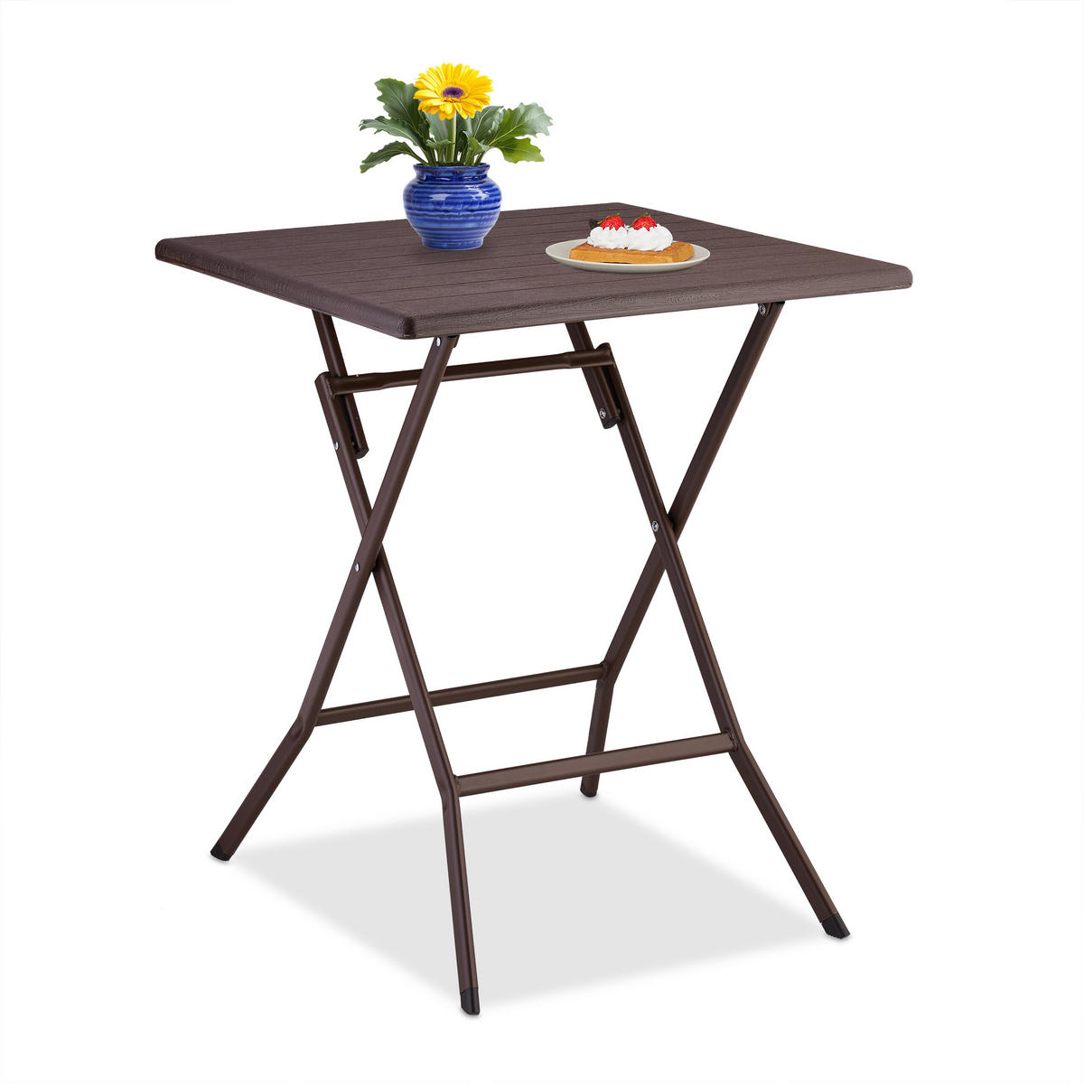 KLAPPTISCH - Braun, Kunststoff/Metall (62/62/73cm) - Relaxdays