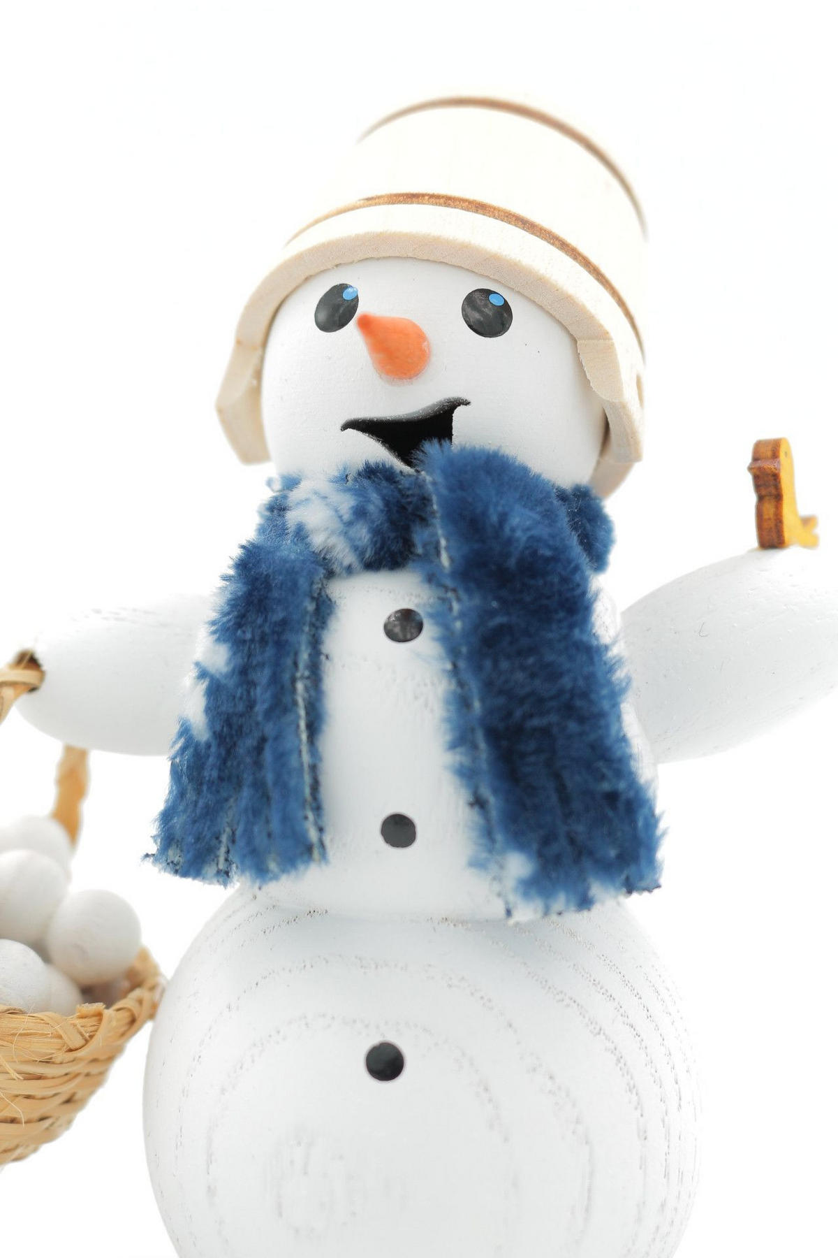 RAUCHFIGUR Schneemann mit Schneeballkorb 13 cm - Multicolor, Holz (6/13/10cm)
