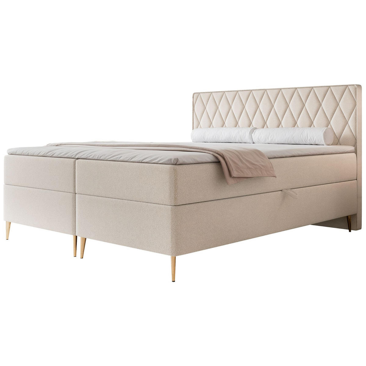BOXBETT Caresso Creme, Chenille, 180x200 cm - Goldfarben/Creme, Textil/Metall (180/200cm) - Selsey
