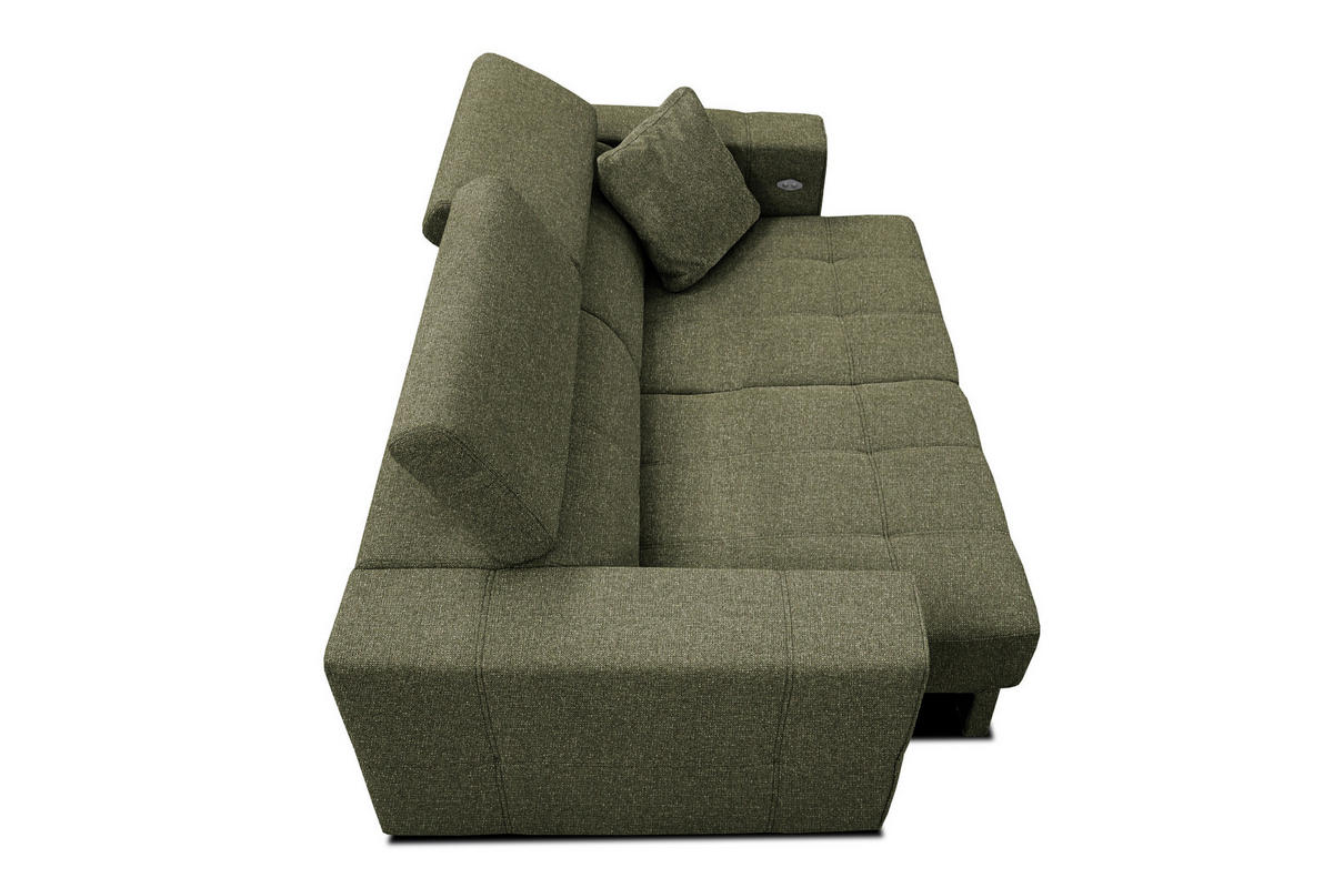 SOFA QUARTZ 3-Sitzer mit Ausziehsitz, olivgrün - Olivgrün, Holzwerkstoff/Textil (202/80/102cm) - Courtois Laville