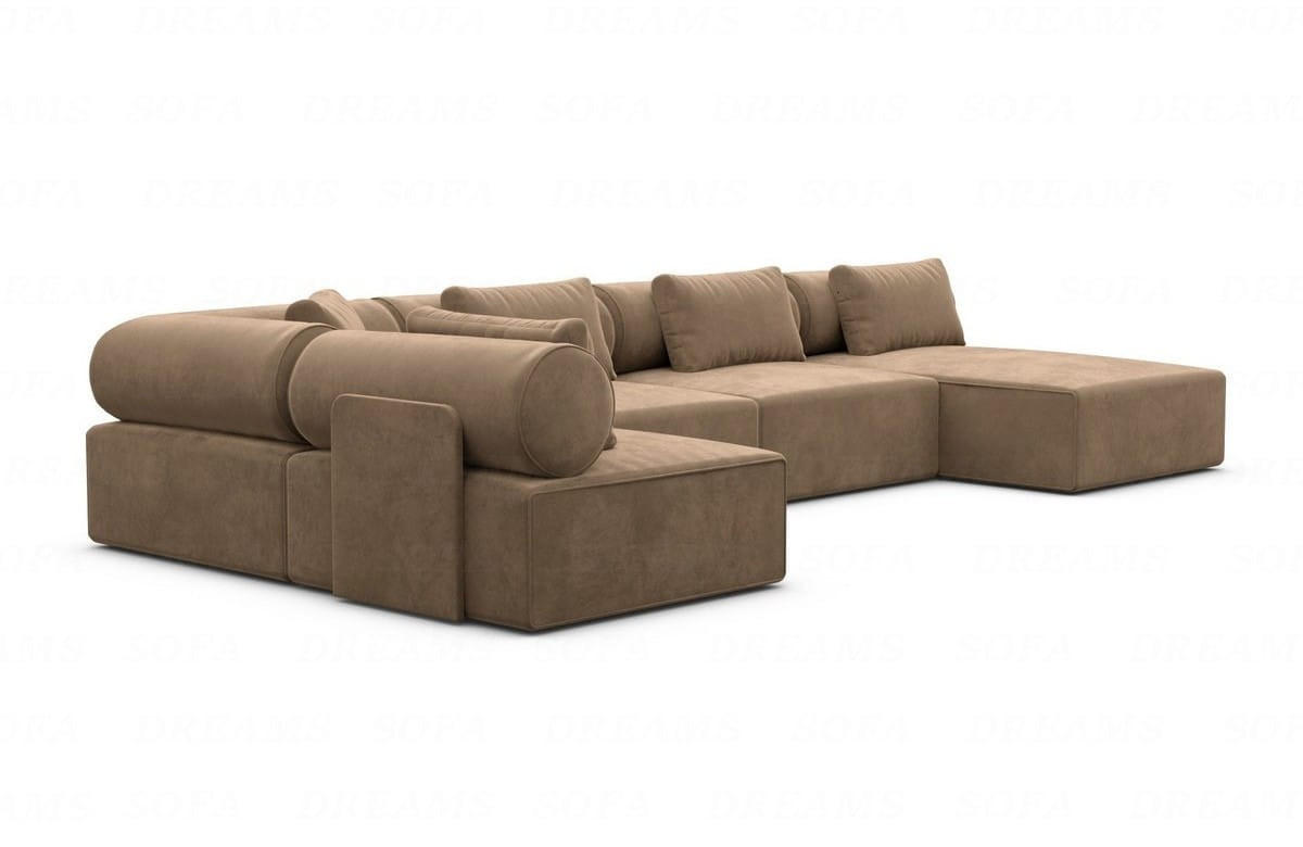 WOHNLANDSCHAFT Cipriani Braun Samtstoff - Braun, Kunststoff (400/77/200cm)