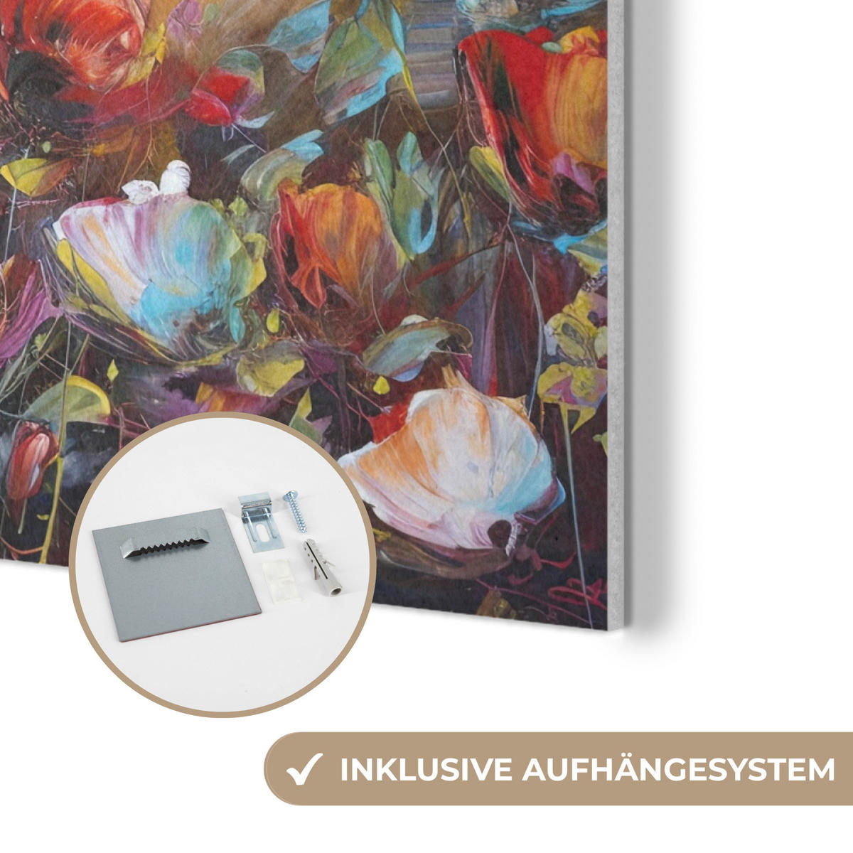 AKUSTIKPANEEL Blumen - Kunst - Natur - Ölgemälde 80x60 cm - Multicolor, Textil (80/0.9/60cm) - MuchoWow
