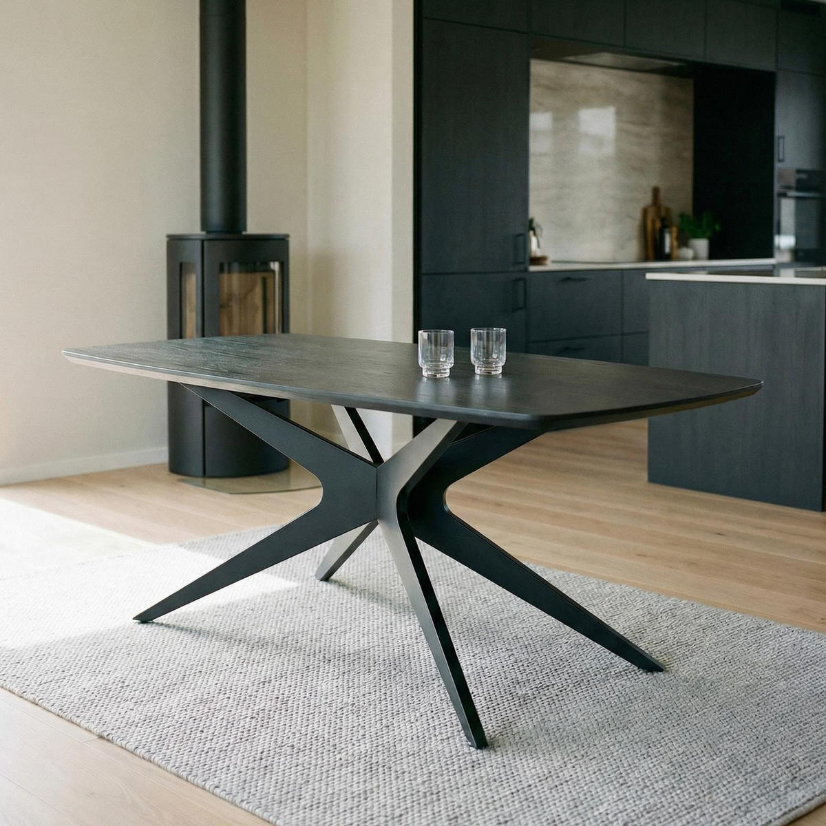 ESSTISCH TAVO schwarz - Schwarz, Holzwerkstoff (90/180/76cm) - IDIMEX