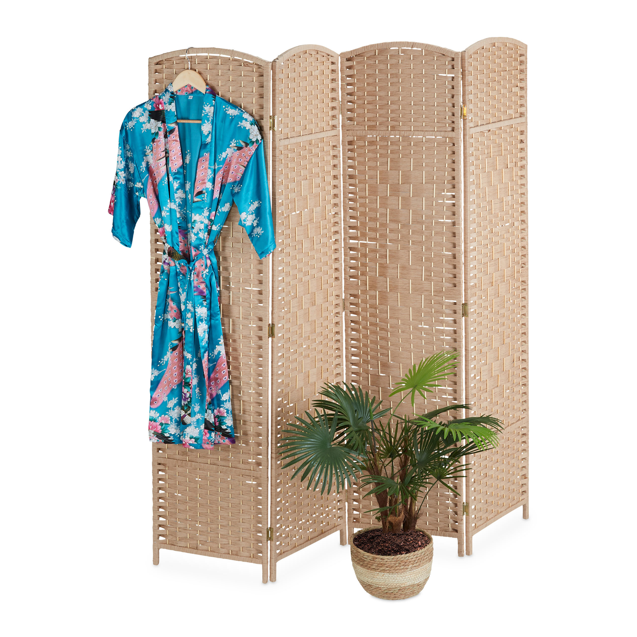 PARAVENT - Hellbraun, Holz/Papier (160/170/2cm) - Relaxdays